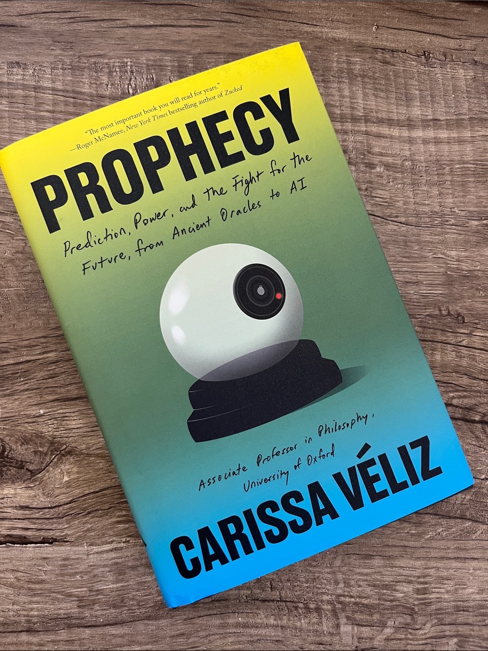 Carissa Véliz Prophecy hardcover Book - Green Blue Cover